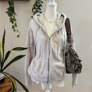 Brandy Melville Light Gray Zip-Up Hoodie